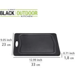 Wenko Schneidebrett Kombi Mit Griff Und Saftrille 33 Cm X 23 Cm Schwarz -Gartenpflege Geschäft 4008838371190 1068 05