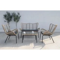 Acamp Loungegruppe Korfu Schwarz-Bambus -Gartenpflege Geschäft 4013556574587 4930 04