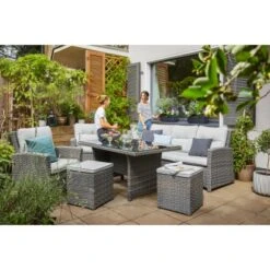 Lounge-Set Mit Esstisch Vermont 5-teilig Polyrattan Links Wave Cliff -Gartenpflege Geschäft 404812498602 404812498771