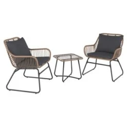 Balkonmöbel-Set Willmar 3-teilig Polyrattan Beige -Gartenpflege Geschäft 4048124997611 S 01