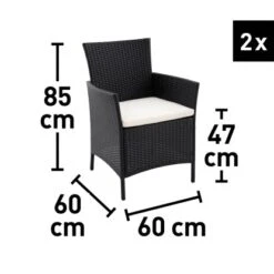 Balkonset Taracoa Wicker Schwarz 3-teilig -Gartenpflege Geschäft 4048126619542 70