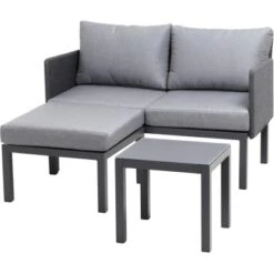 Siena Garden Lounge-Set Cosmo 3-tlg. Alu Grau Inkl. Kissen