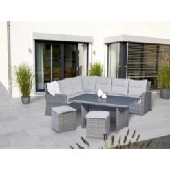 Lounge-Set Mit Esstisch Vermont 5-teilig Polyrattan Links Wave Cliff -Gartenpflege Geschäft 7216 AB01 210818 RET01 neu