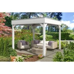 Skan Holz Holz-Pavillon Toulouse Weiß Lasiert 294 Cm X 294 Cm
